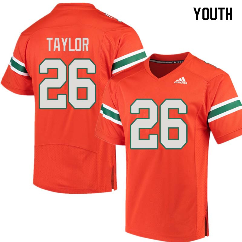 Youth Miami Hurricanes #26 Sean Taylor College Football Jerseys Sale-Orange - Click Image to Close